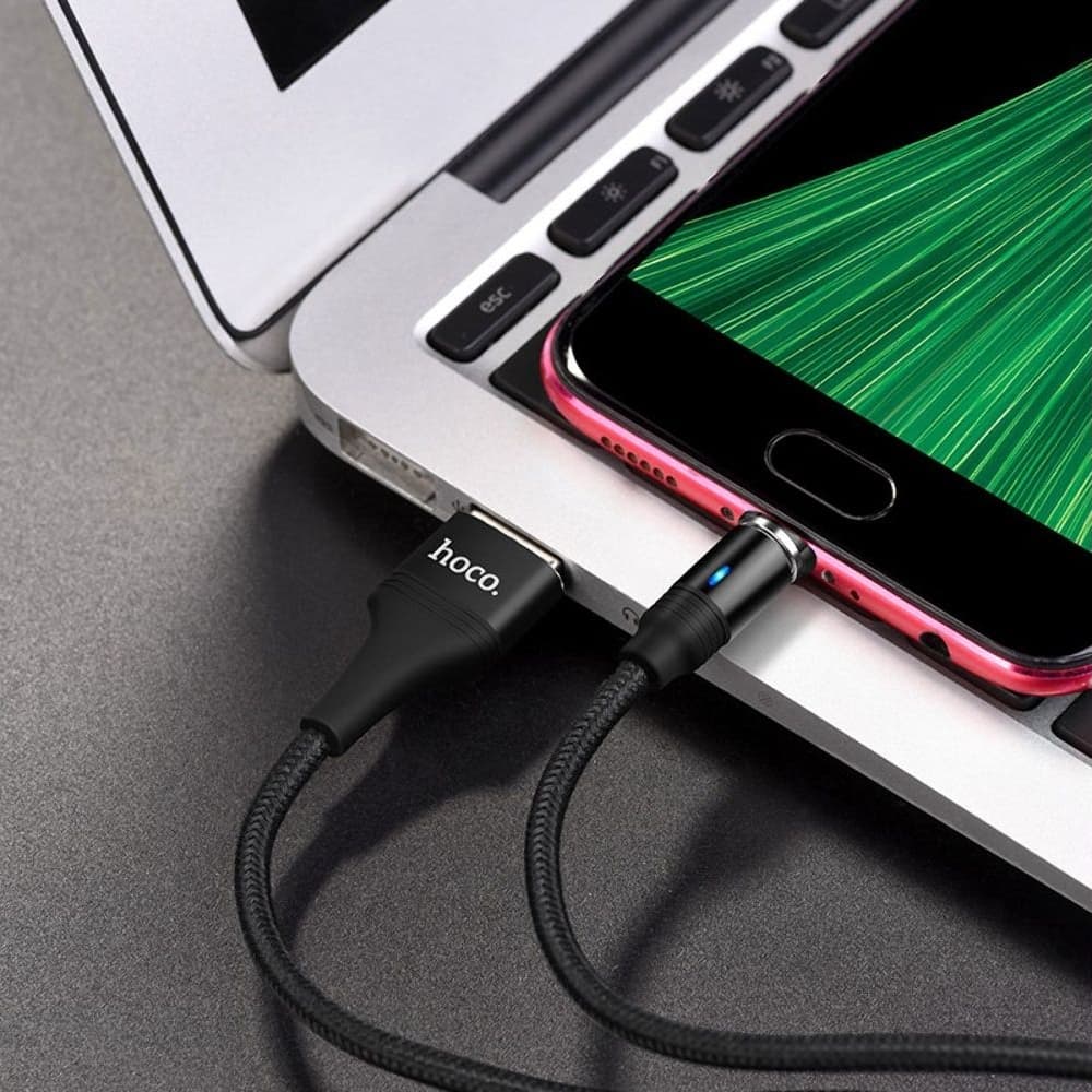 USB-кабель Hoco U76, Micro-USB, 2.0 А, 120 см, магнитный, черный