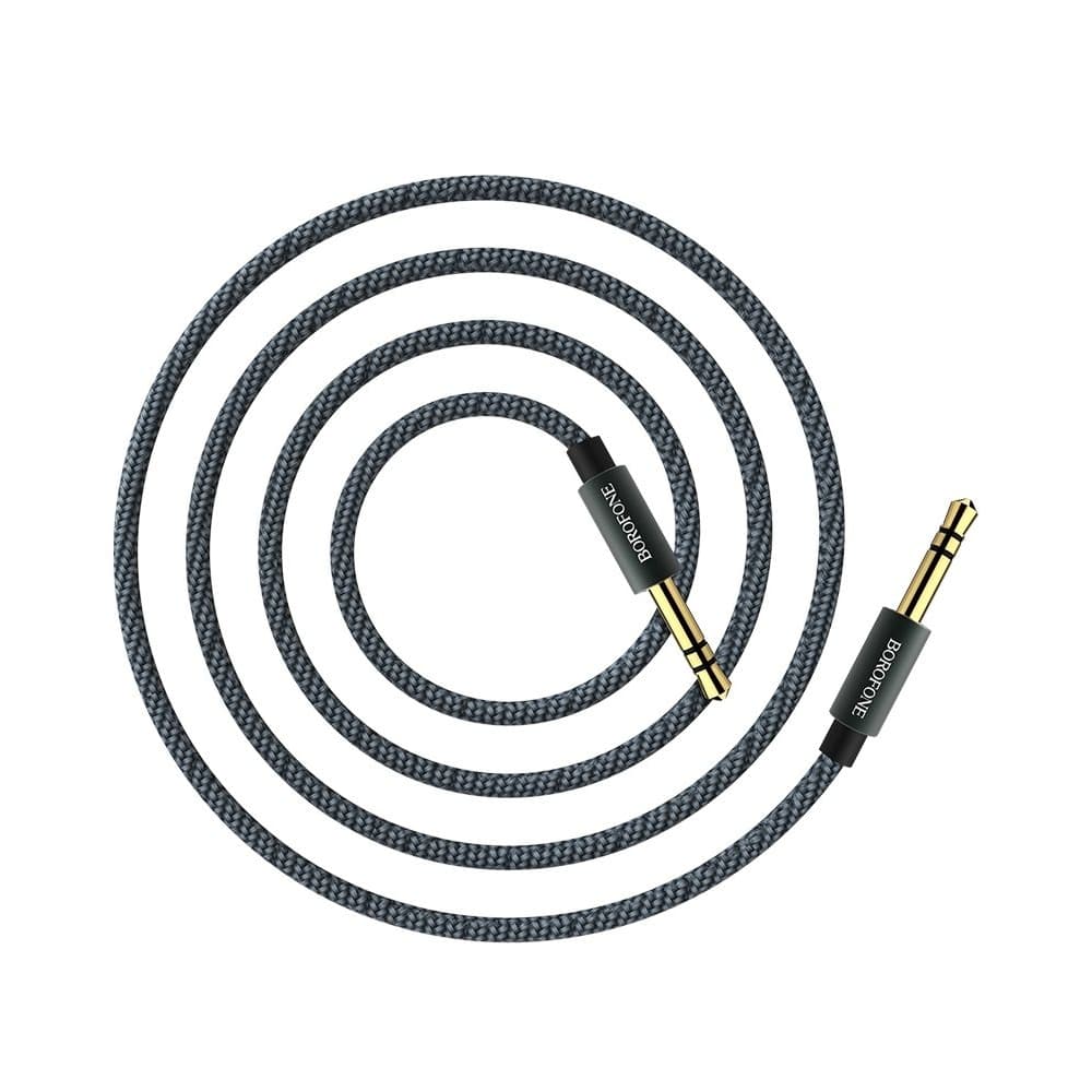 AUX-USB-кабель Borofone BL3, Jack 3.5 на Jack 3.5, 100 см, сірий