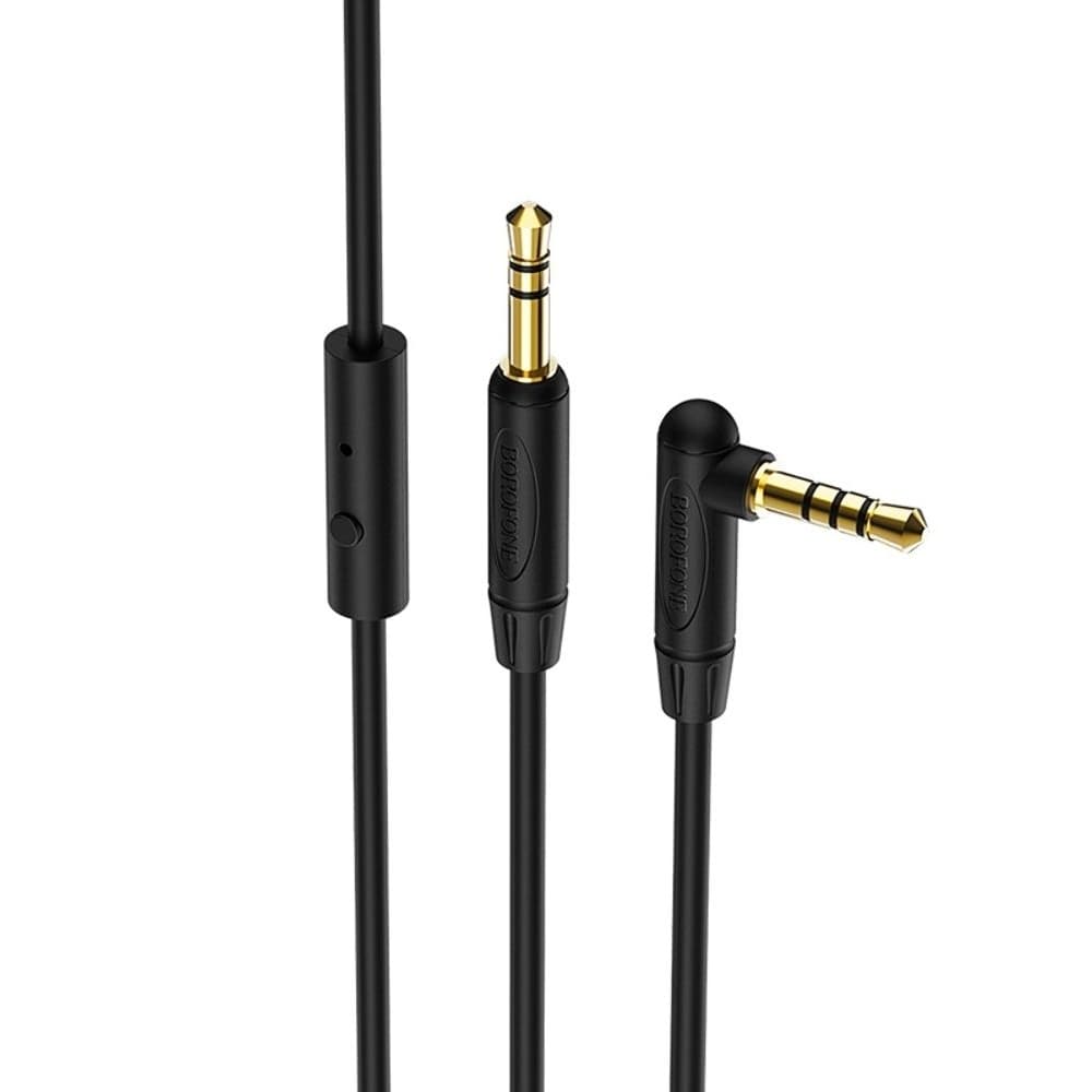 AUX-USB-кабель Borofone BL5, Jack 3.5 на Jack 3.5, с микрофоном, 100 см, чорний