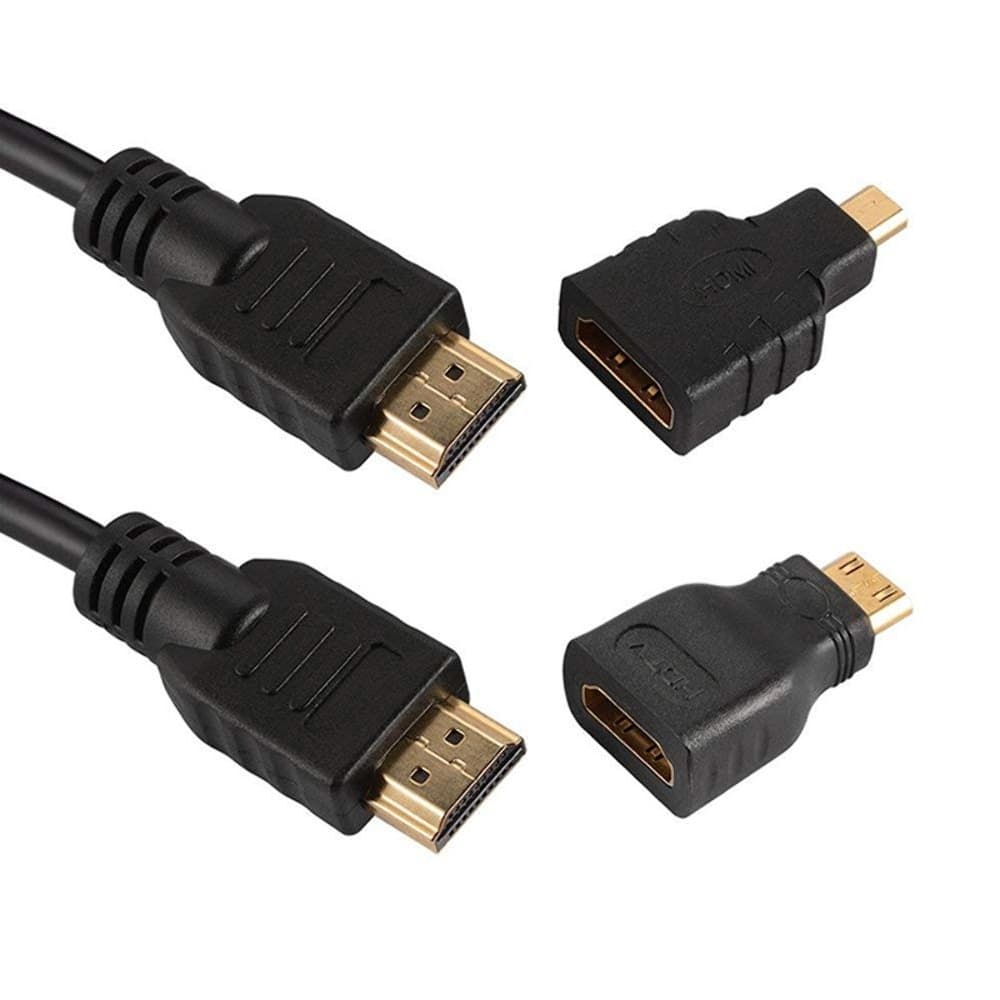 HDMI-кабель, в комплекте с переходниками mini-HDMI, micro-HDMI, 150 см, черный