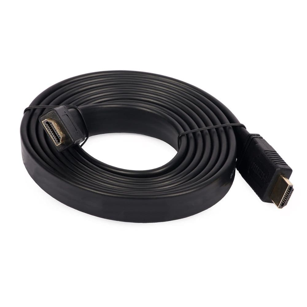 HDMI-кабель, с плоским кабелем, с позолоченными коннекторами, 300 см, черный