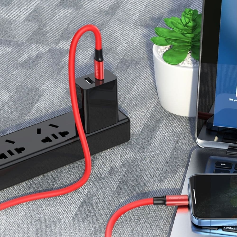 USB-кабель Borofone BX82, Type-C на Lightning, 100 см, Power Delivery (20 Вт), красный