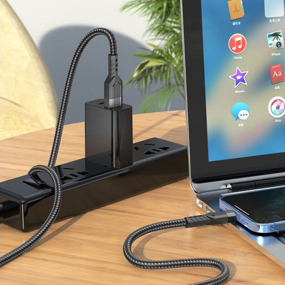 USB-кабель Hoco U110, Lightning, 2.4 А, 120 см, черный