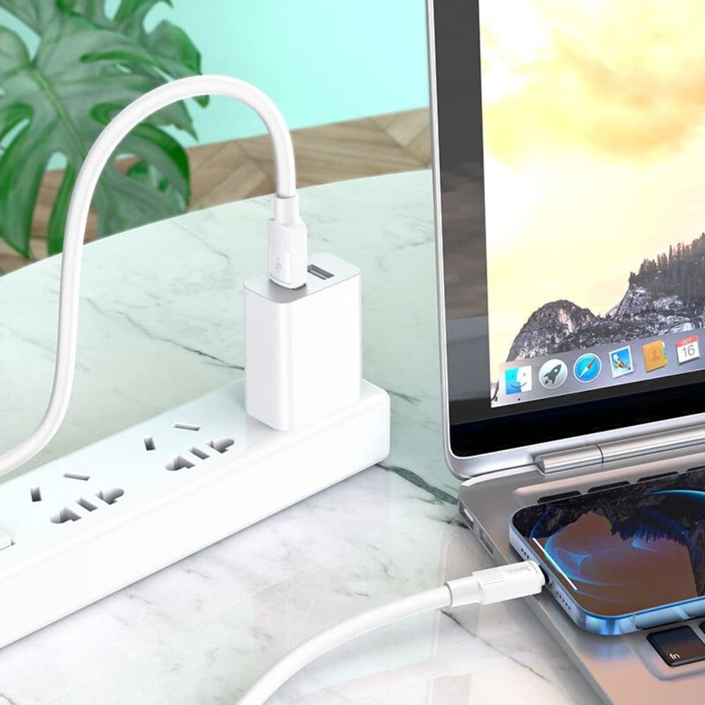 USB-кабель Hoco X84, Lightning, 2.4 А, 100 см, білий