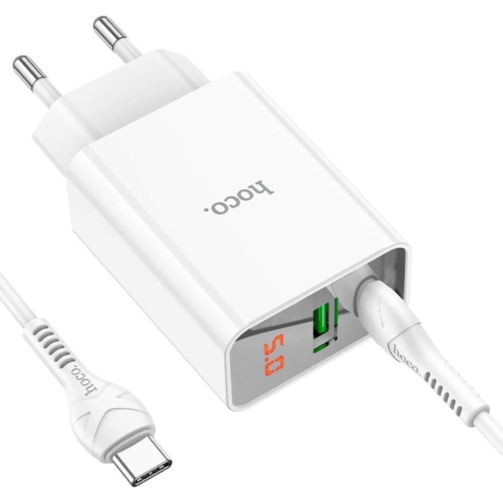 Сетевое зарядное устройство Hoco C100A, Power Delivery (20 Вт), Quick Charge 3.0, Type-C на Type-C, белое