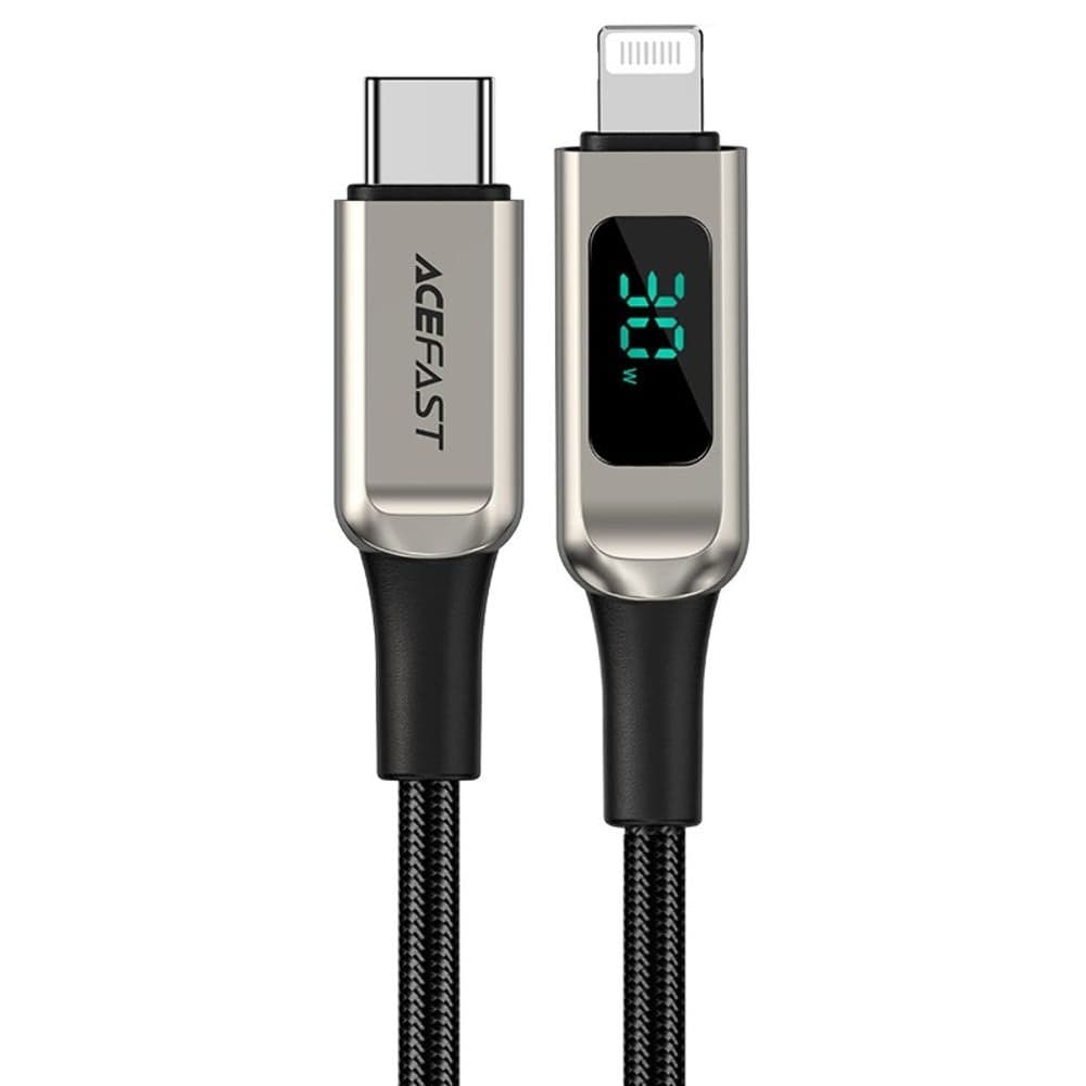 USB-кабель Acefast C6-01, Type-C на Lightning, Power Delivery (30 Вт), 120 см, с дисплеем, серебристый