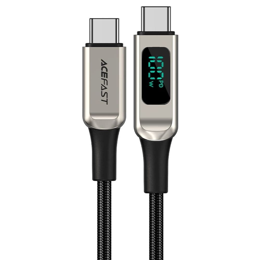 USB-кабель Acefast C6-03, с дисплеем, Type-C на Type-C, Power Delivery (100 Вт), 200 см, серебристый