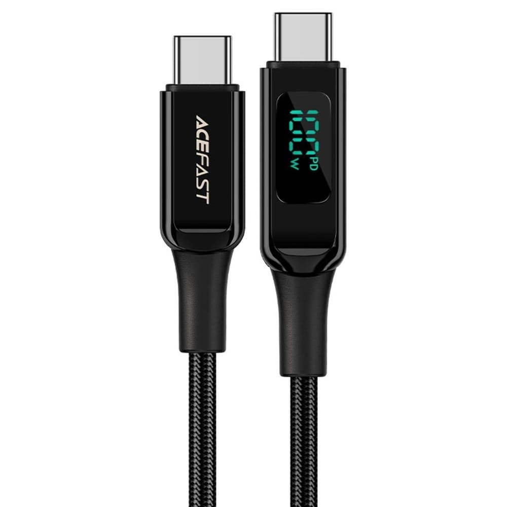 USB-кабель Acefast C6-03, с дисплеем, Type-C на Type-C, Power Delivery (100 Вт), 200 см, чорний