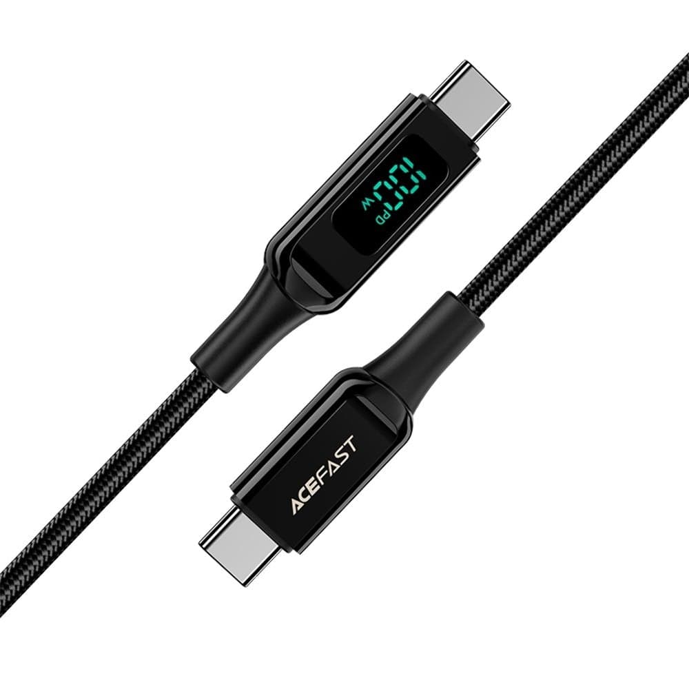 USB-кабель Acefast C6-03, с дисплеем, Type-C на Type-C, Power Delivery (100 Вт), 200 см, черный