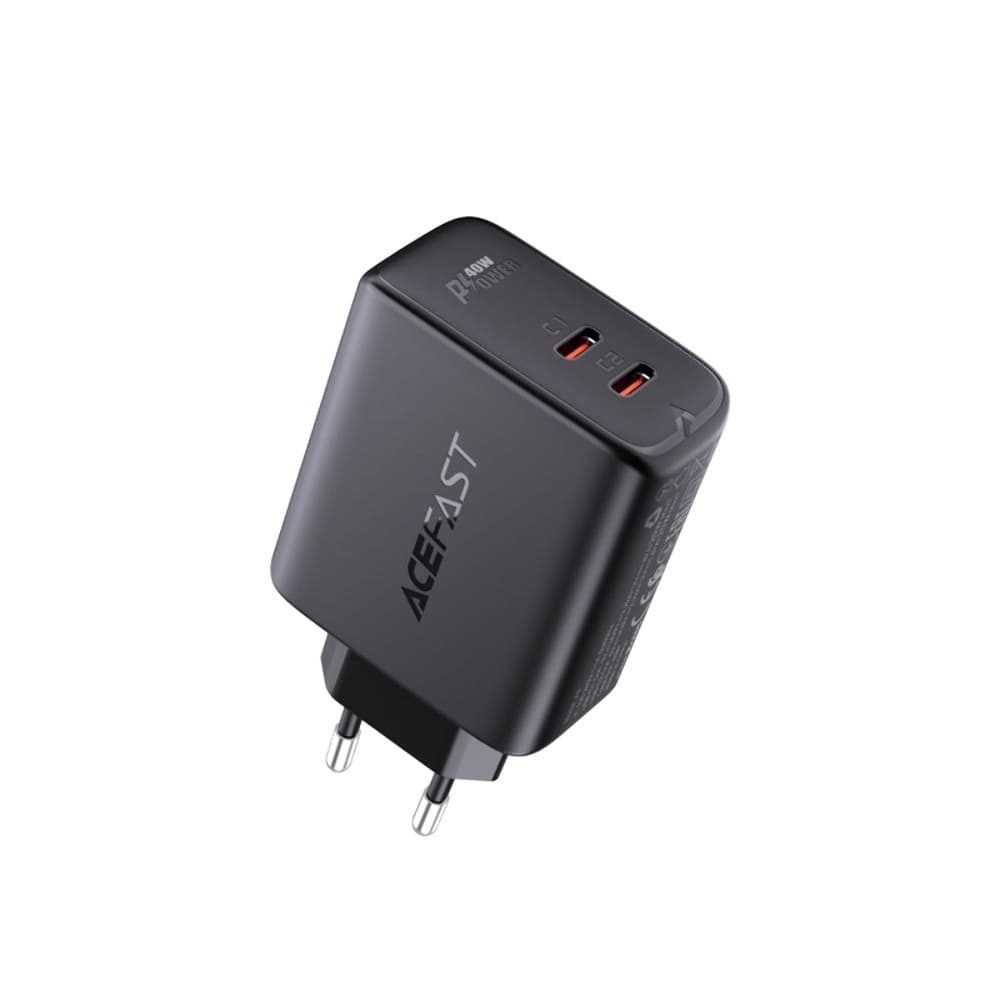 Сетевое зарядное устройство Acefast A9, 2 Type-C, 3.0 А, Power Delivery (40 Вт), Quick Charge, черное