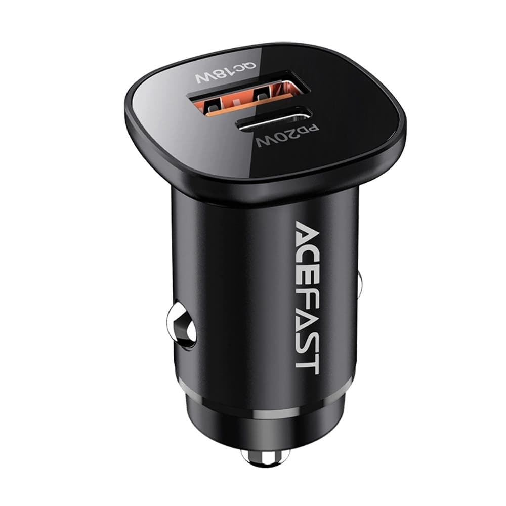 Автомобильний зарядний пристрій Acefast B1, 1 USB, 1 Type-C, 3.0 А, 38 Вт, Power Delivery, Quick Charge, черное | зарядка, зарядное устройство