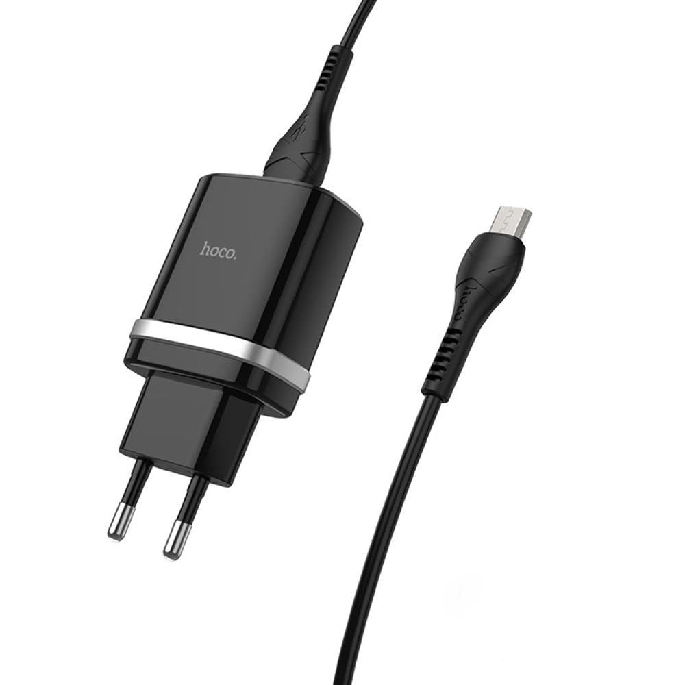 Сетевое зарядное устройство Hoco C12Q, 1 USB, 3.0 А, 18 Вт, Quick Charge 3.0, Micro-USB, черное