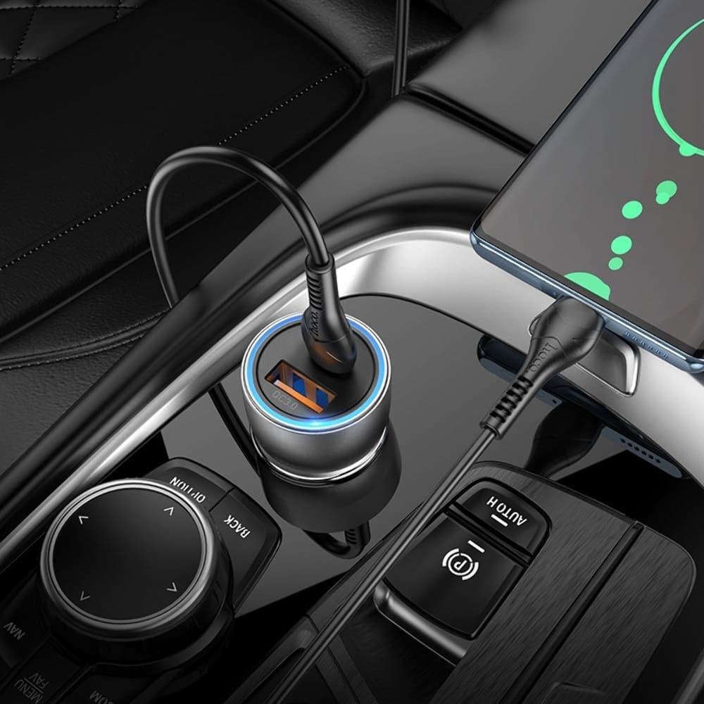 Автомобильное зарядное устройство Hoco NZ8, 43 Вт, Power Delivery (25 Вт), Quick Charge 3.0, синее
