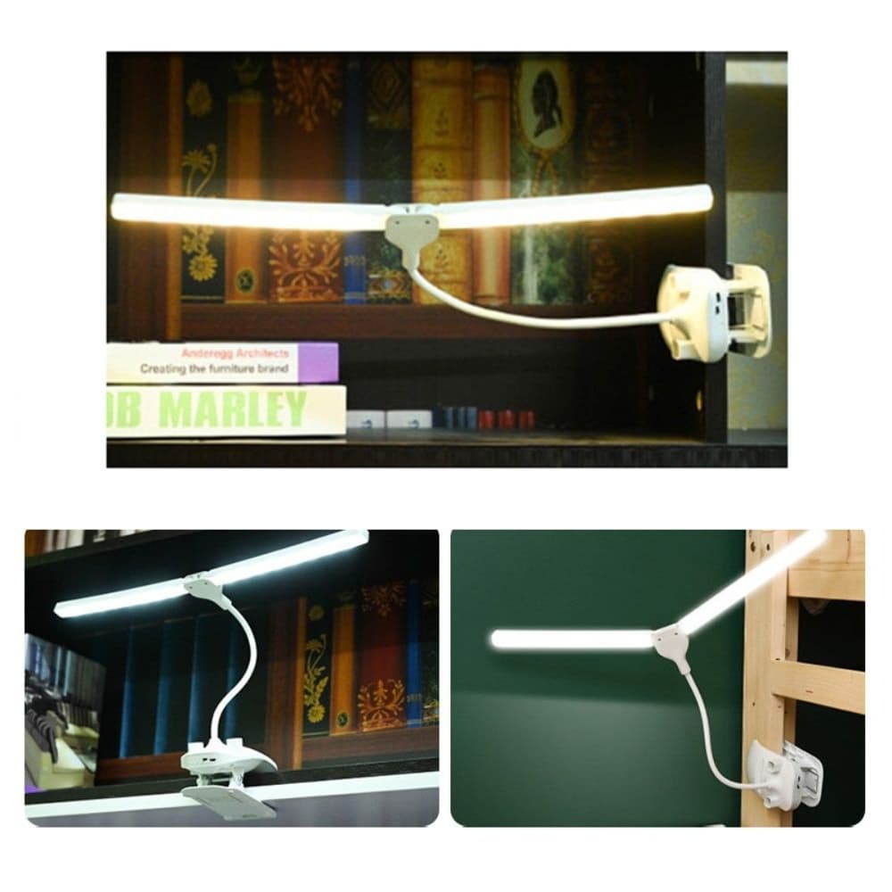 USB LED лампа с аккумулятором двойная, трехрежимный свет с креплением