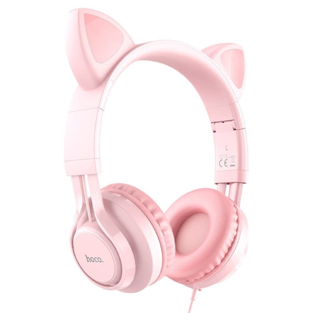 Наушники Hoco W36 Cat ear, накладные, проводные, розовые | кошачьи уши