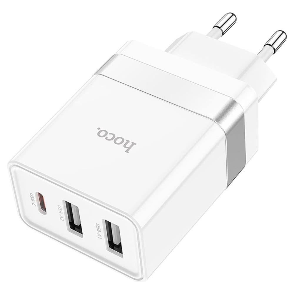 Сетевое зарядное устройство Hoco N21 Pro, 2 USB, 1 USB Type-C, Power Delivery (30 Вт), белое