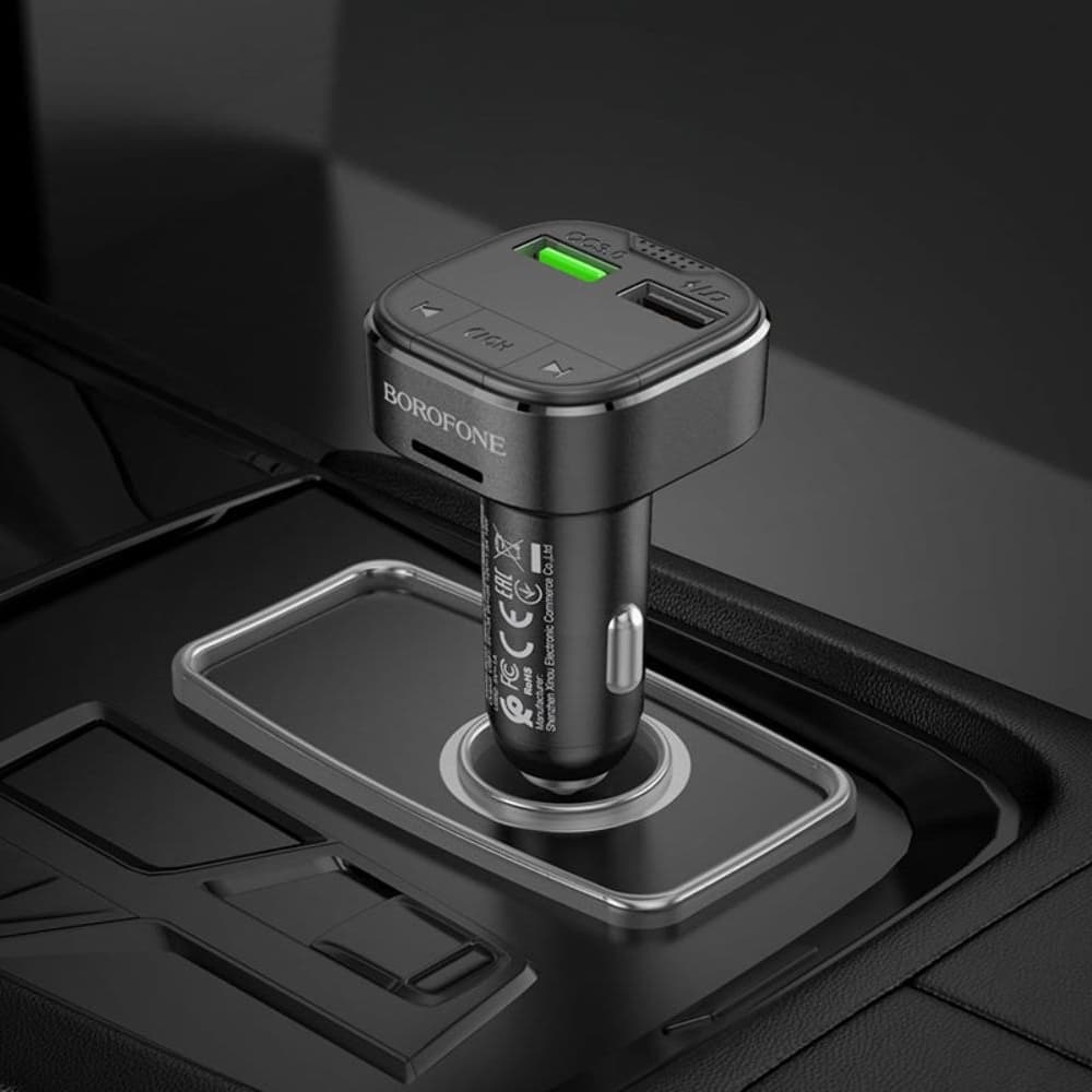 Автомобильний зарядний пристрій Borofone BC43 2 USB Quick Charge 3.0, черное с фунцкией FM-модулятора | зарядка, зарядное устройство
