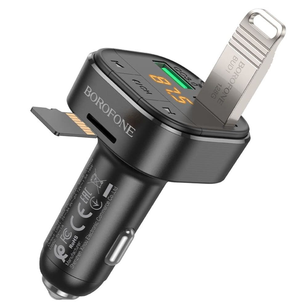 Автомобильное зарядное устройство Borofone BC43 2 USB Quick Charge 3.0, черное с фунцкией FM-модулятора