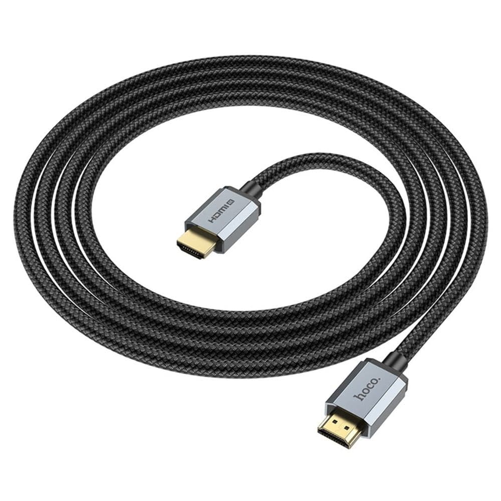 HDMI-USB-кабель Hoco US03, 2.0, с нейлоновой оплеткой и позолоченными коннекторами, 4K, 200 см, черный