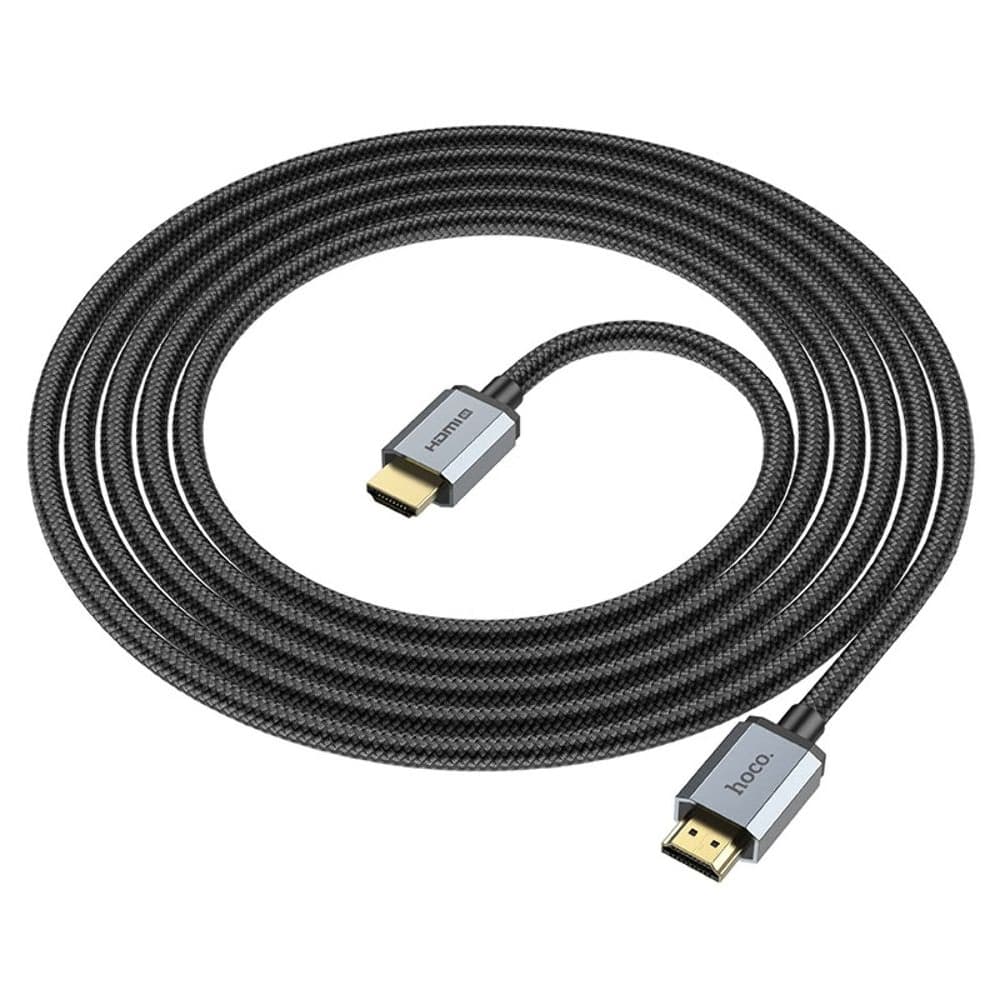 HDMI-USB-кабель Hoco US03, 2.0, с нейлоновой оплеткой и позолоченными коннекторами, 4K, 300 см, черный