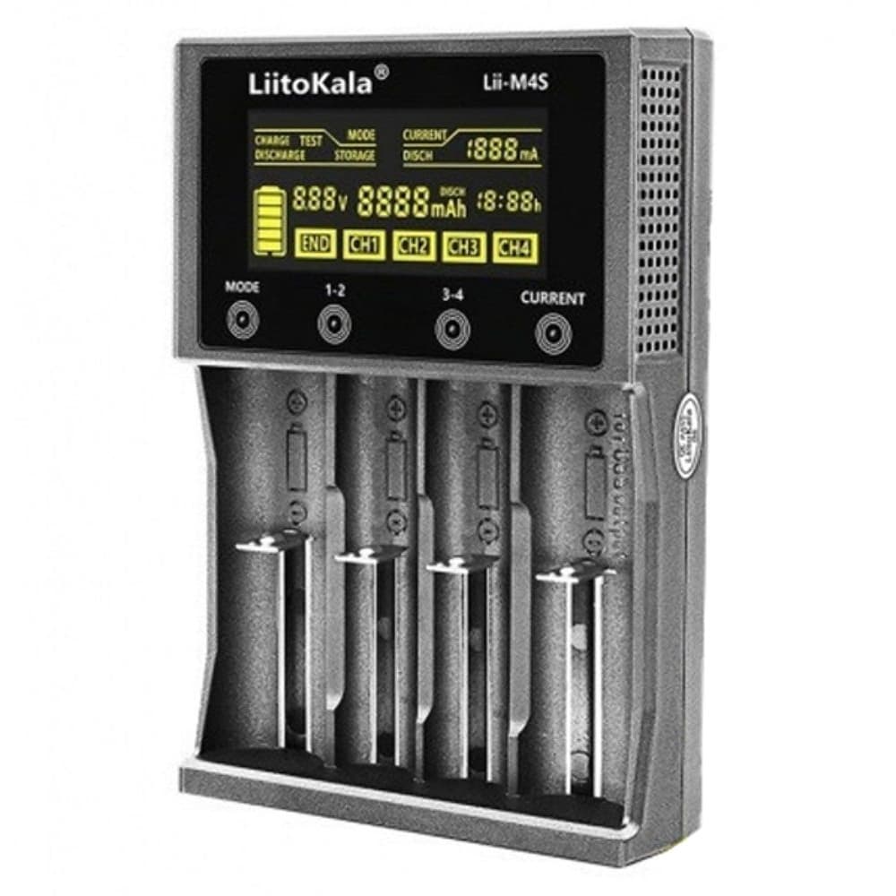 Зарядное устройство LiitoKala Lii-M4S, для аккумуляторов 18650, AA, AAA, Li-Ion, LiFePO4, Ni-MH/Cd + PowerBank, универсальное, интеллектуальное