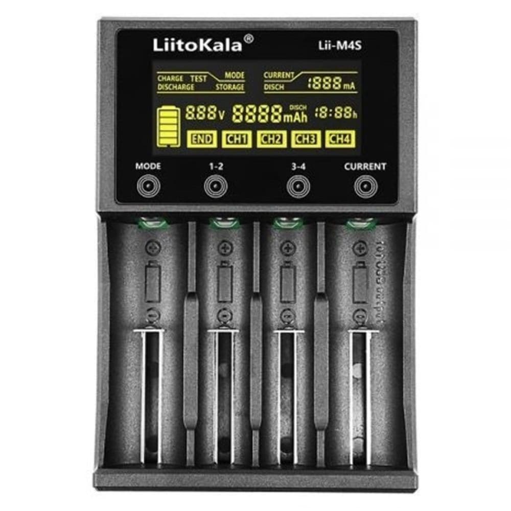 Зарядное устройство LiitoKala Lii-M4S, для аккумуляторов 18650, AA, AAA, Li-Ion, LiFePO4, Ni-MH/Cd + PowerBank, универсальное, интеллектуальное