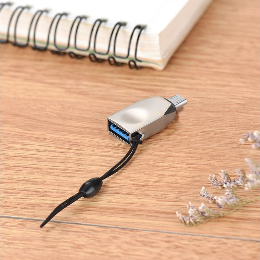 Адаптер-переходник Hoco UA10, Micro-USB на USB 3.0 (F), серебристый | OTG-переходник без провода