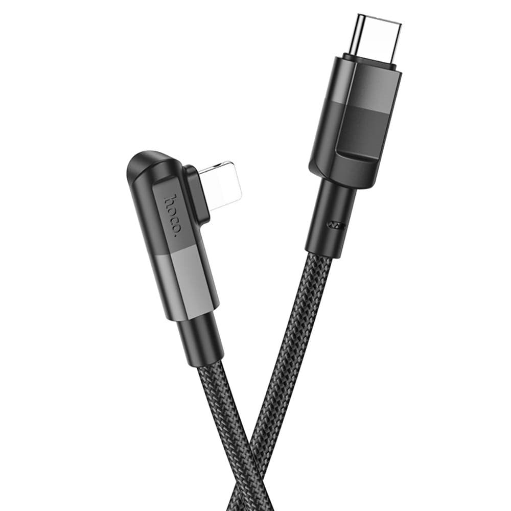 USB-кабель Hoco U108, Type-C на Lightning, Power Delivery (20 Вт), 200 см, Г-образный, чорний