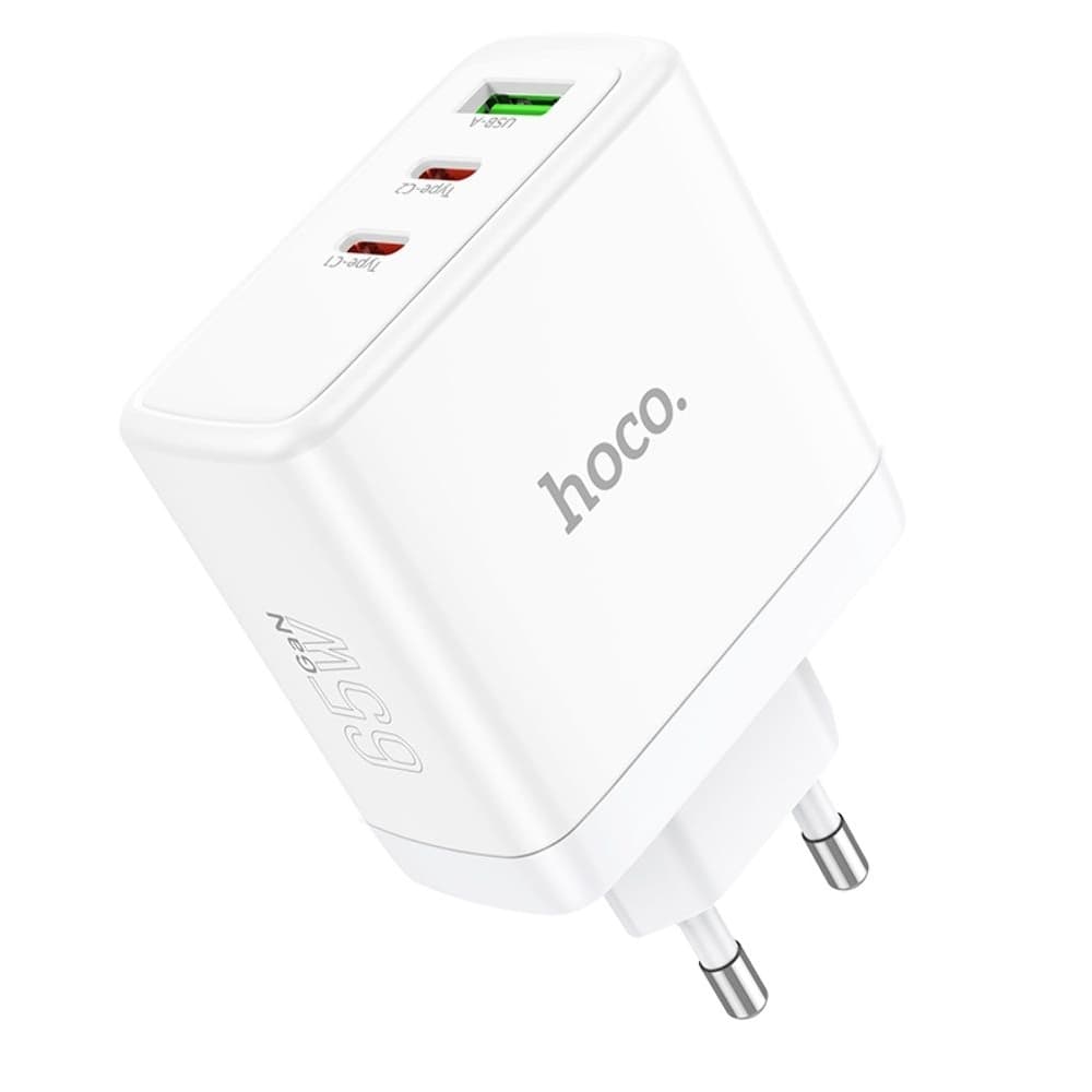 Сетевое зарядное устройство Hoco N30, 1 USB, 2 USB Type-C, Quick Charge, Power Delivery, 65 Вт, белое