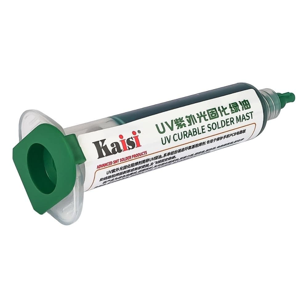 Лак изоляционный Kaisi, зеленый, в шприце, 10 ml (UV curable solder mask)
