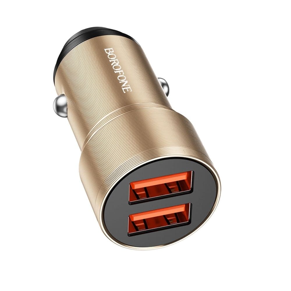 Автомобильний зарядний пристрій Borofone BZ19, 2 USB, 2.4 А, Quick Charge 3.0, золотистое | зарядка, зарядное устройство