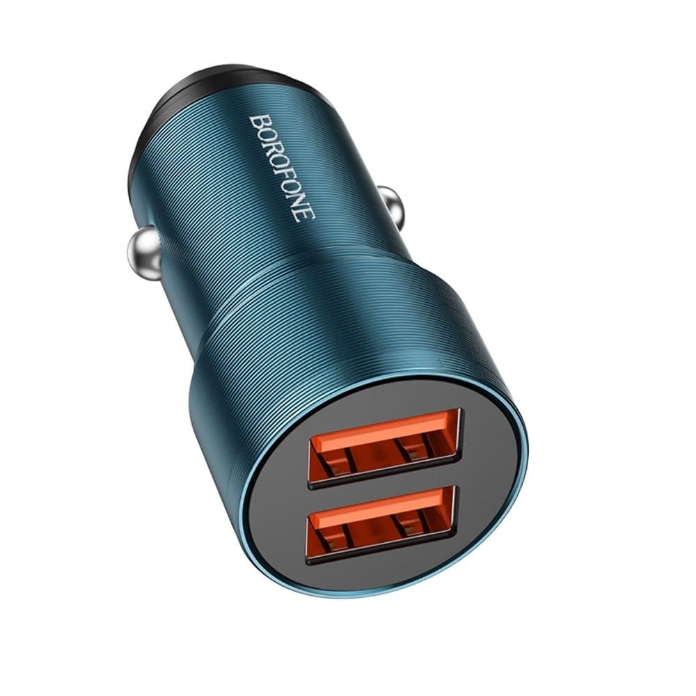 Автомобильное зарядное устройство Borofone BZ19, 2 USB, 2.4 А, Quick Charge 3.0, синее