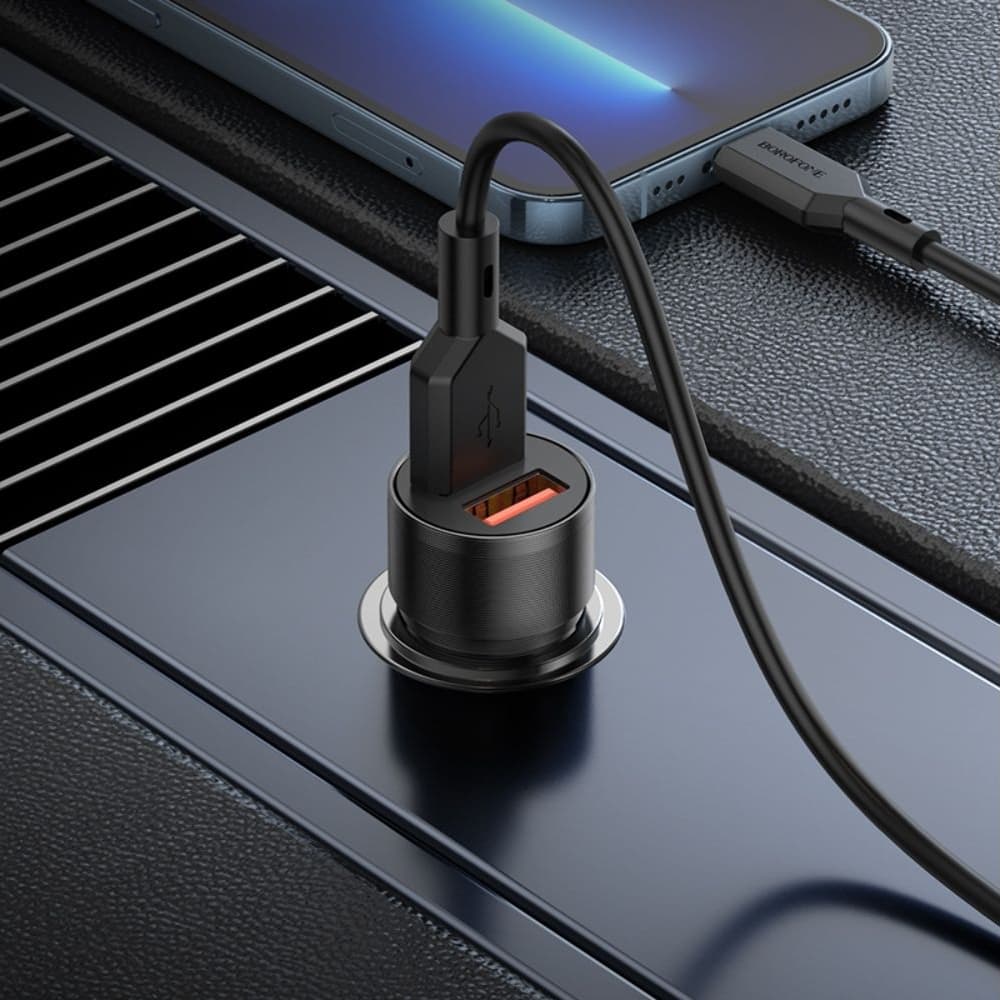 Автомобильное зарядное устройство Borofone BZ19, 2 USB, 2.4 А, Quick Charge 3.0, черное