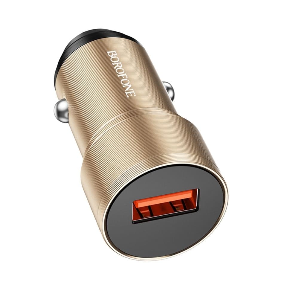 Автомобильний зарядний пристрій Borofone BZ19A, 1 USB, Quick Charge 3.0, 18 Вт, золотистое | зарядка, зарядное устройство