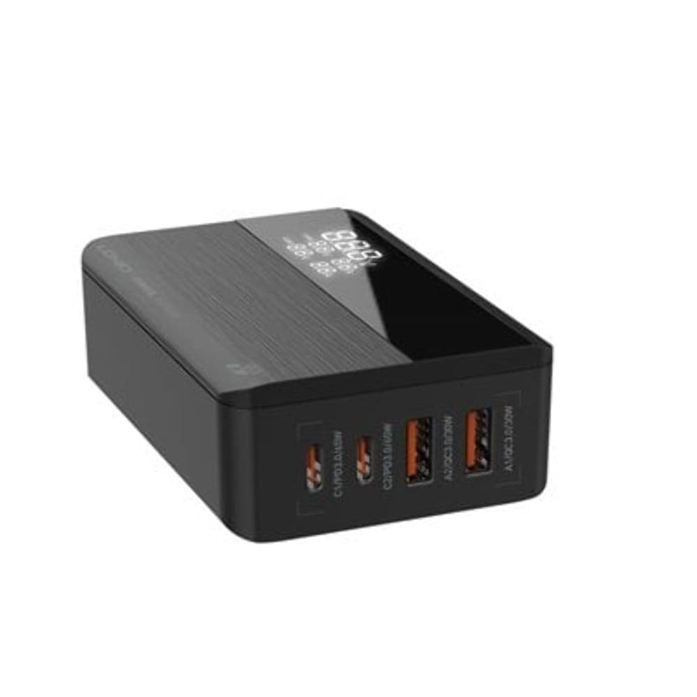 Сетевое зарядное устройство Ldnio A4808Q, 2 USB, 2 Type-C, Quick Charge, Power Delivery, 65 Вт, c дисплеем, черное