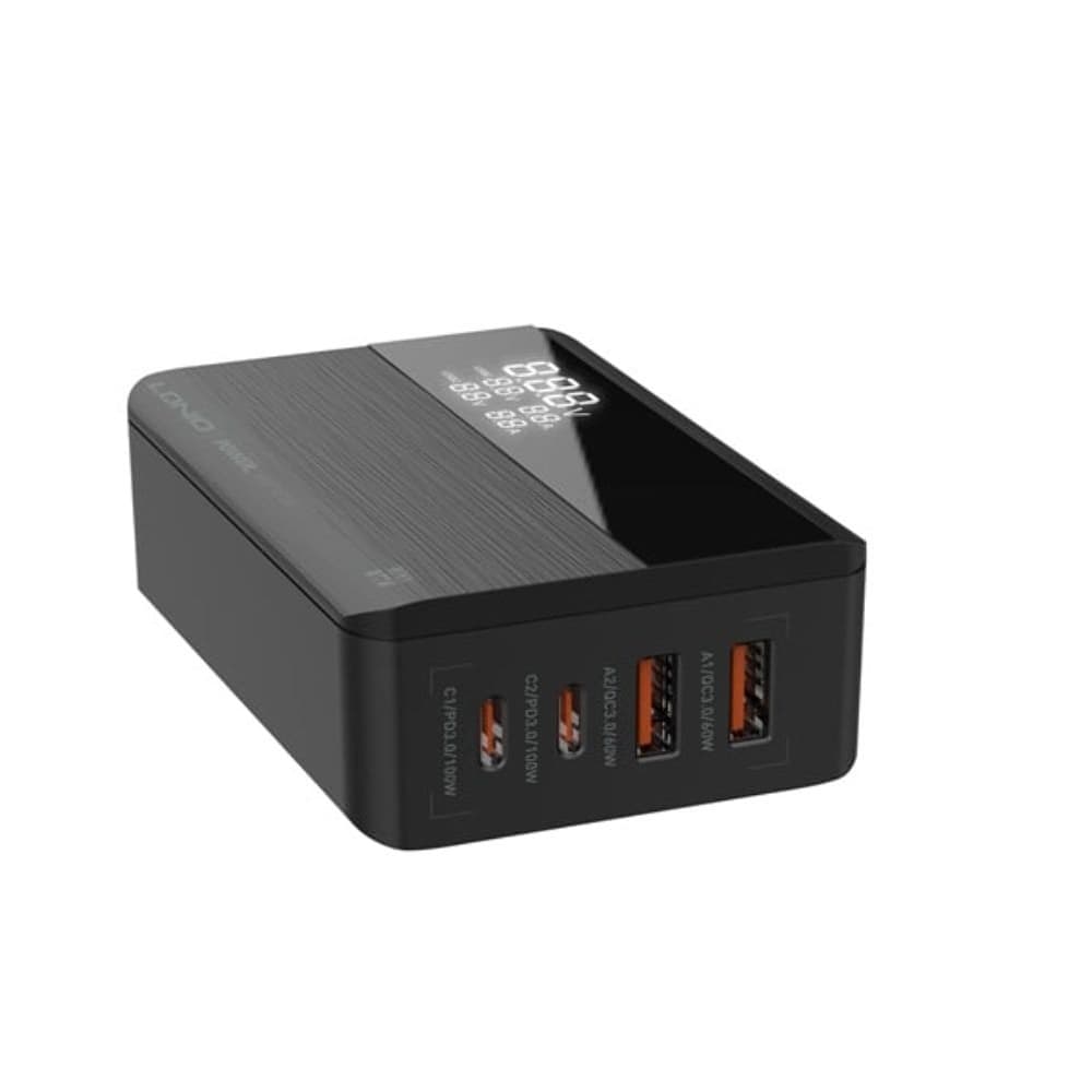 Сетевое зарядное устройство Ldnio A4809C, 2 USB, 2 Type-C, Quick Charge, Power Delivery, 100 Вт, c дисплеем, черное