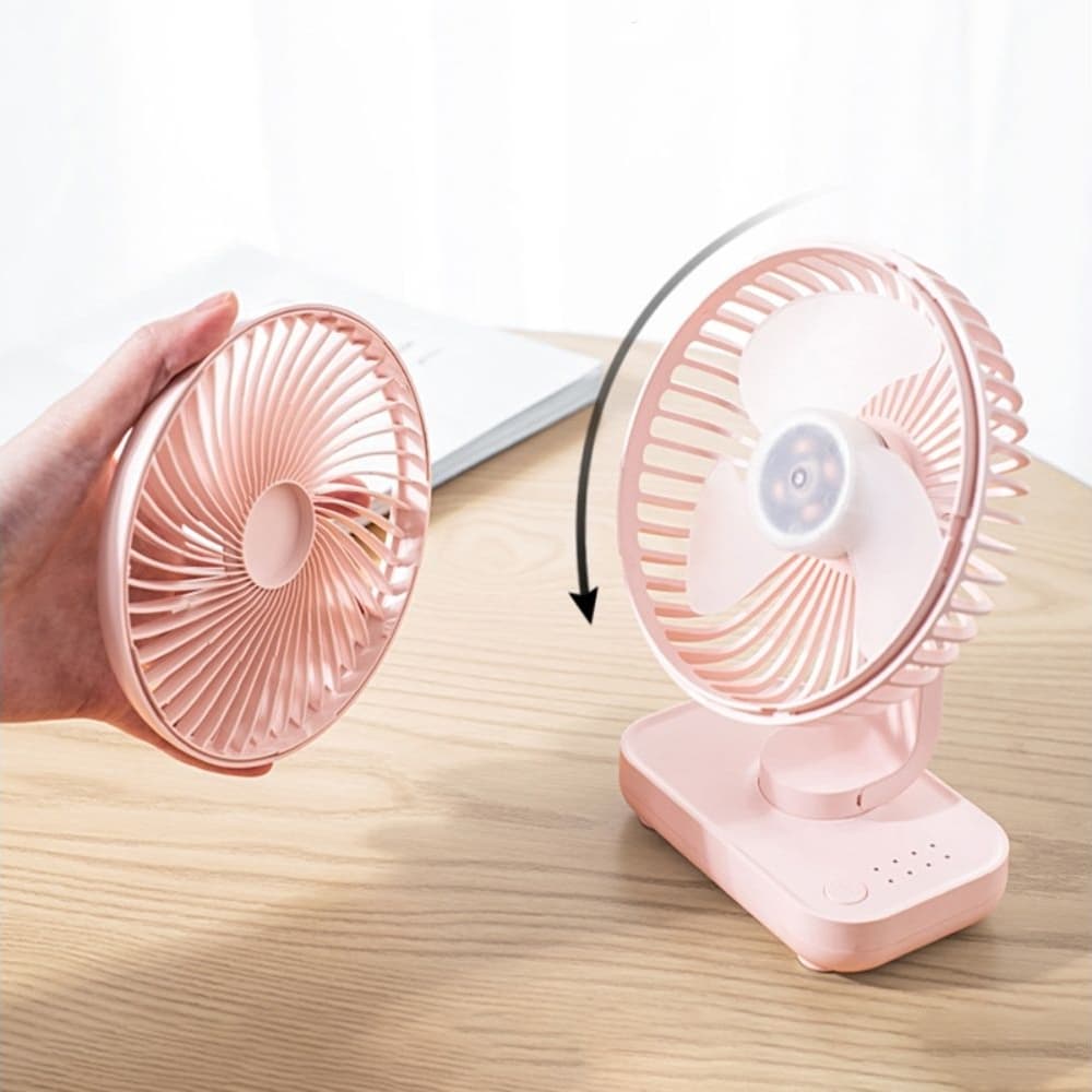 Настольный вентилятор GXQC D606, аккумуляторный, 4000 mAh, 4 скорости, розовый