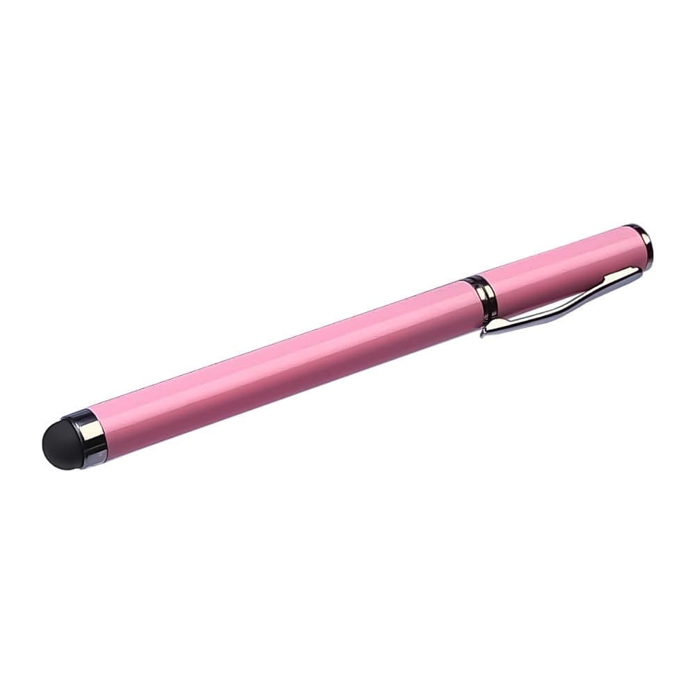 Стилус емкостный, с шариковой ручкой, металлический, розовый