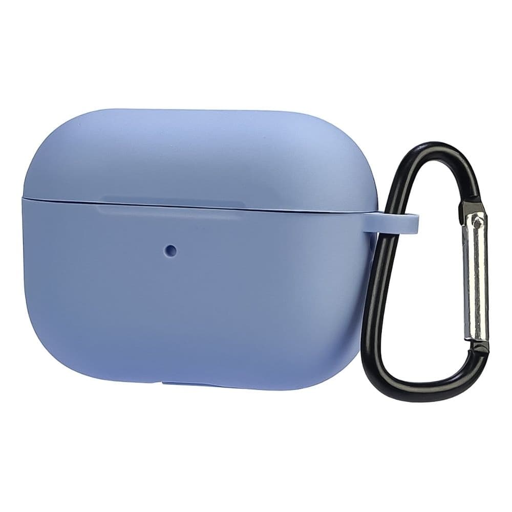 Чехол силиконовый с карабином Apple AirPods Pro 2, голубой, Люкс