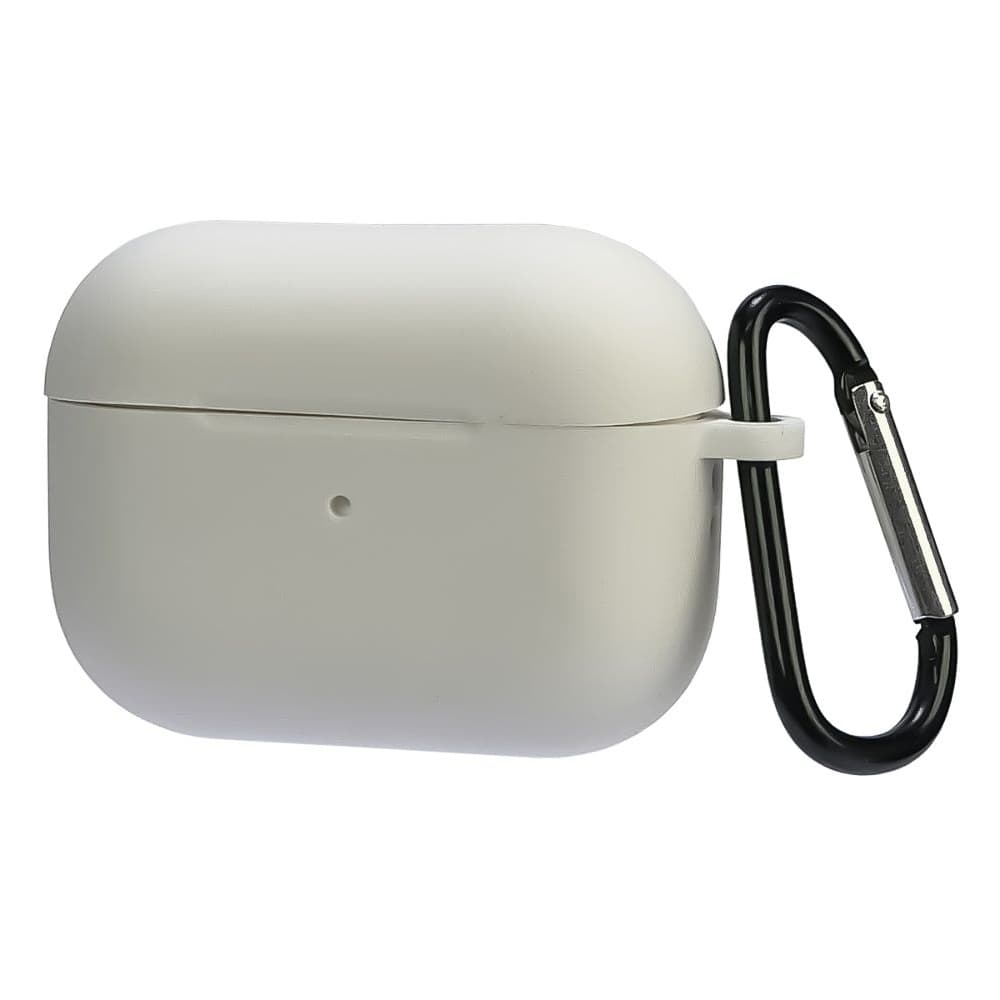Чехол силиконовый с карабином Apple AirPods Pro 2, білий, Люкс