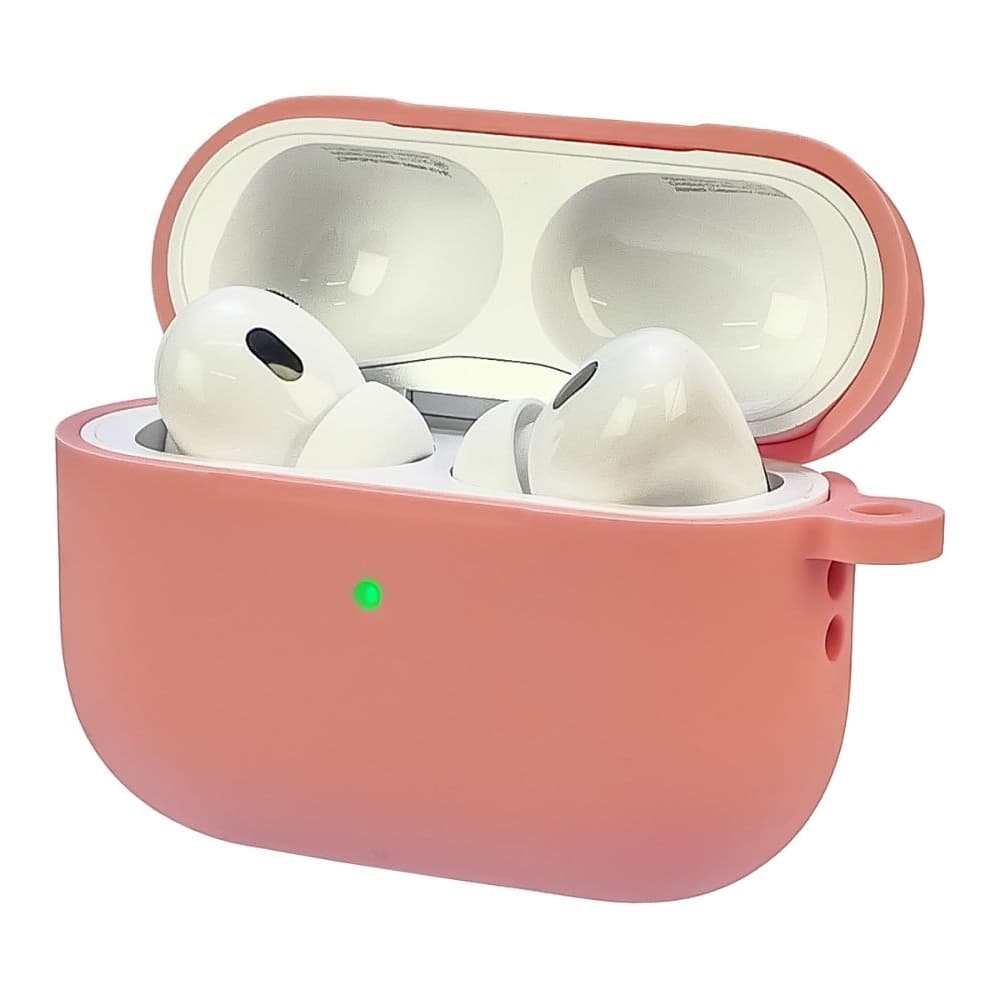 Чехол силиконовый с карабином Apple AirPods Pro 2, розовый, Люкс