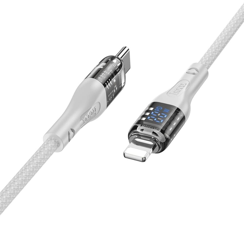 USB-кабель Hoco U115, Type-C на Lightning, с дисплеем, 120 см, серый
