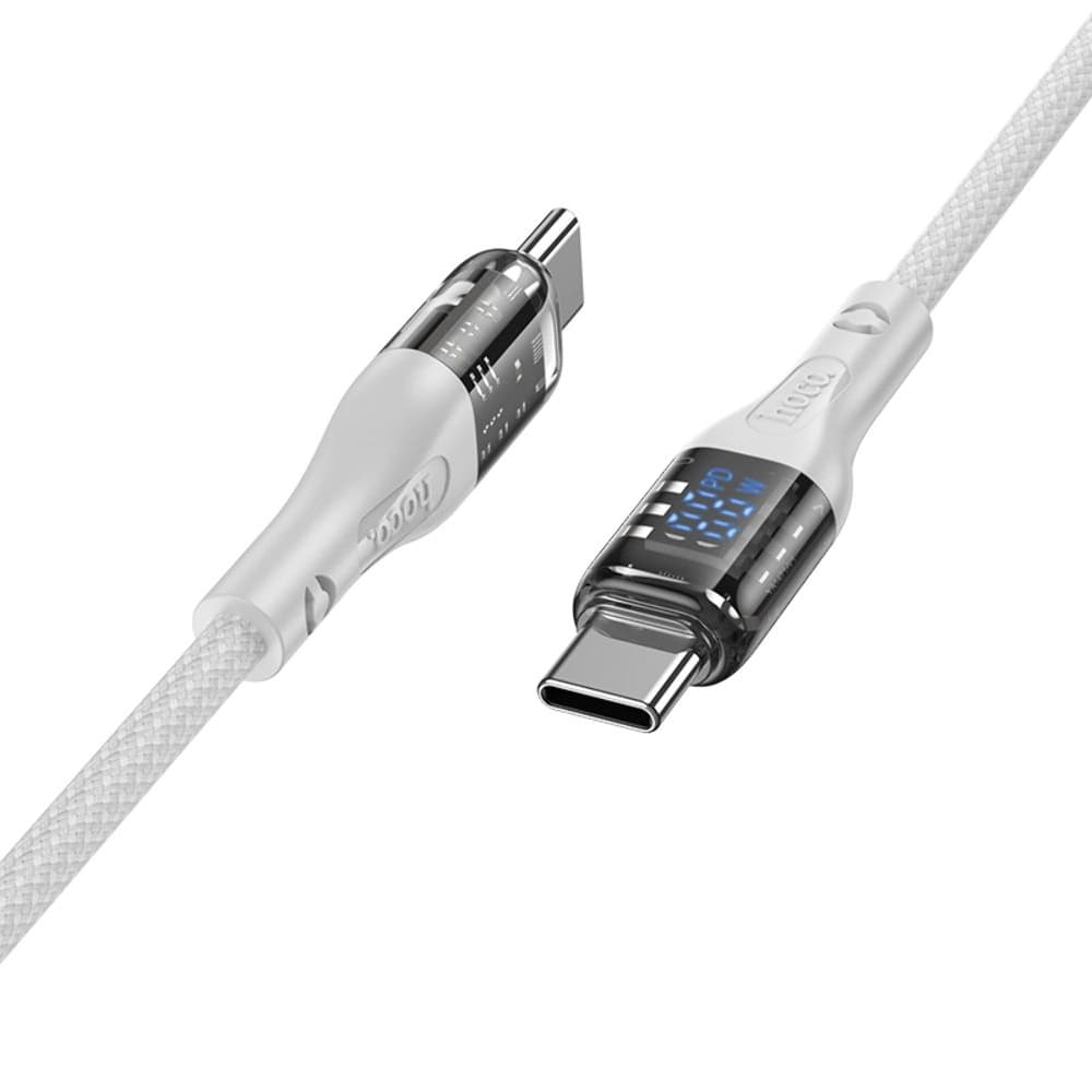 USB-кабель Hoco U115, Type-C на Type-C, Power Delivery (100 Вт), 120 см, с дисплеем, сірий