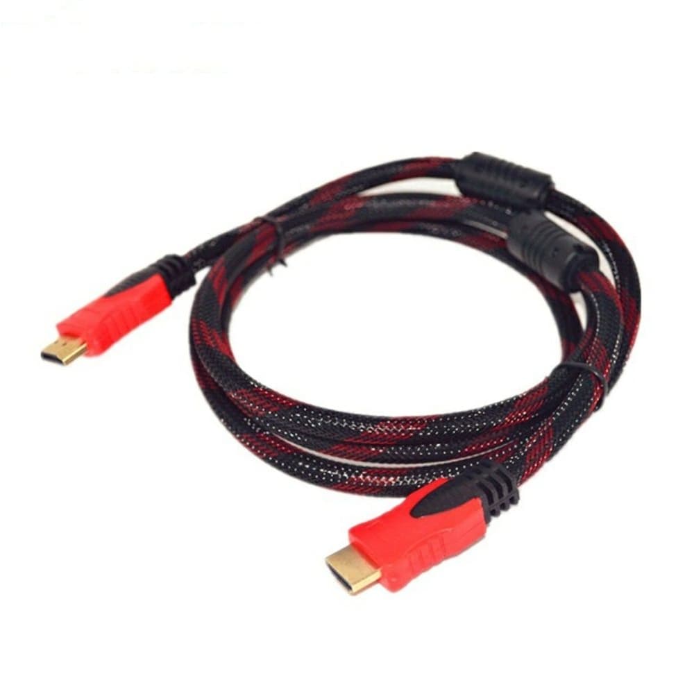HDMI кабель, 150 см, с нейлоновой оплёткой и позолоченными коннекторами, черный