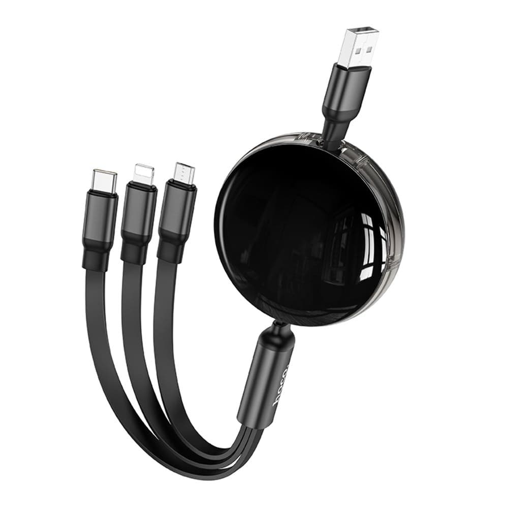 USB-кабель Hoco X78, 3 в 1, USB на Type-C/ Lightning/ MicroUSB, 100 см, чорний