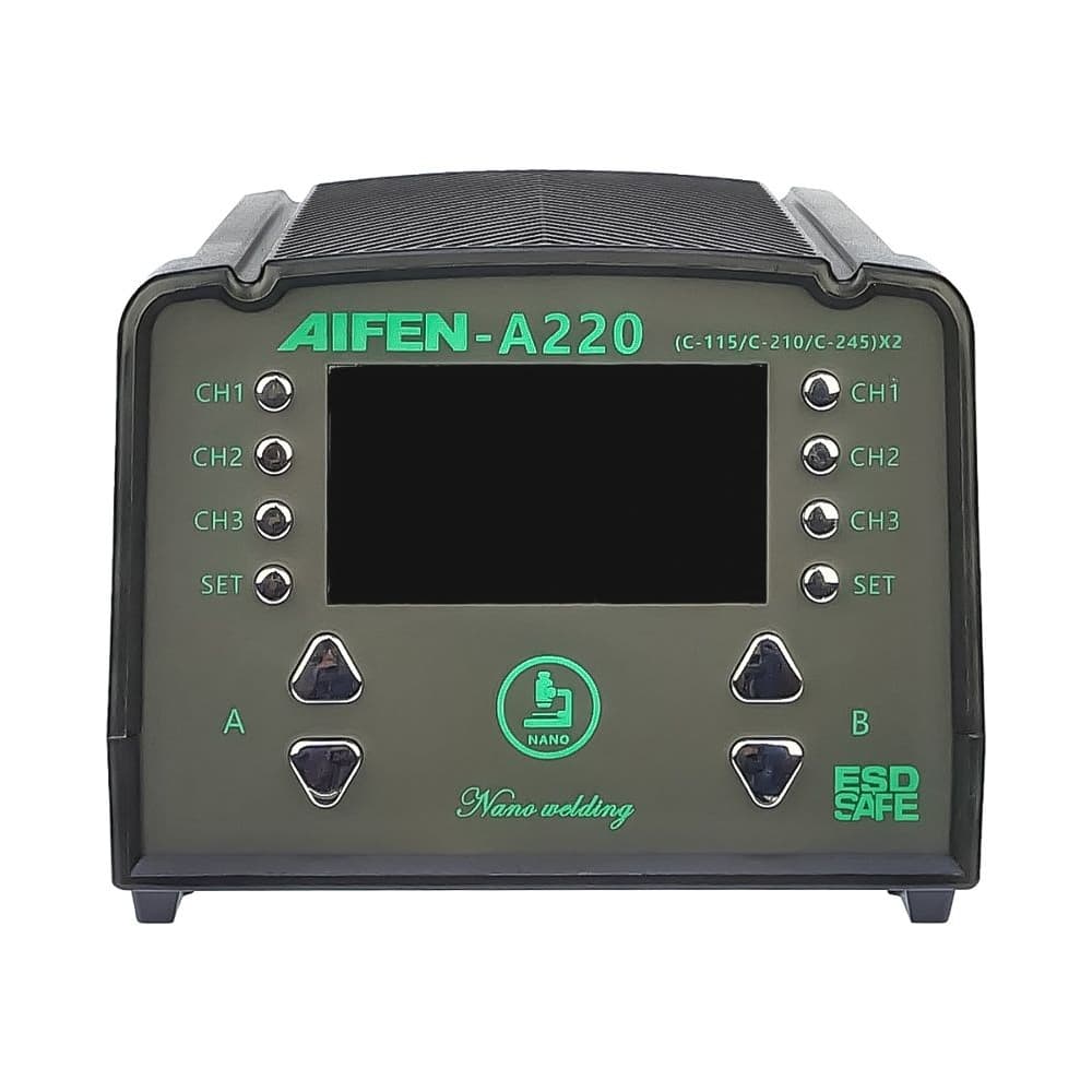Паяльная станция прецизионная Aifen A220, 2 паяльника стандарта JBC 210 и 245, 6 каналов памяти, 350 Вт, 100 - 450 C