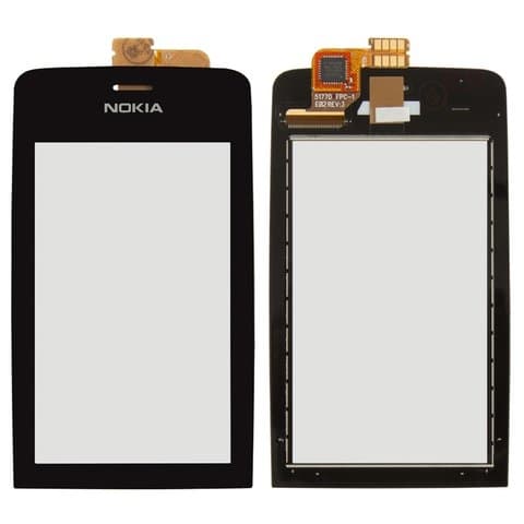 Тачскрин Nokia Asha 308, Asha 309, Asha 310, черный | Original (PRC) | сенсорное стекло, экран