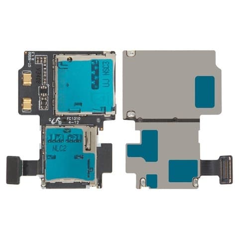 Коннектор SIM-карты Samsung GT-i9500 Galaxy S4, коннектор карты памяти, со шлейфом, (гнездо, разъем, слот)