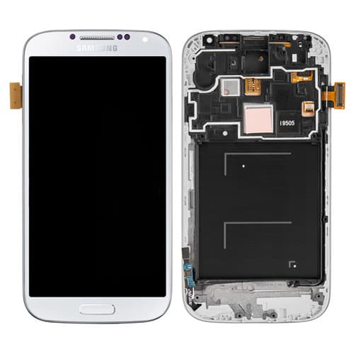 Дисплей Samsung GT-i9505 Galaxy S4, белый | с тачскрином | с передней панелью | оригинал | дисплейный модуль, экран, монитор