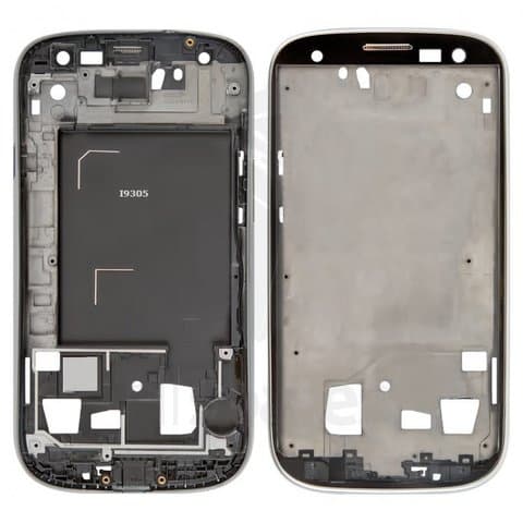Рамка (основа) крепления дисплея Samsung GT-i9305 Galaxy S3, серебристая, Original (PRC)